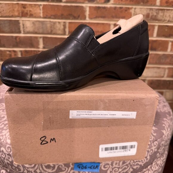 Clarks Women's May Marigold Slip On Loafer Size 8 Square Toe Leather Black - Picture 7 of 7